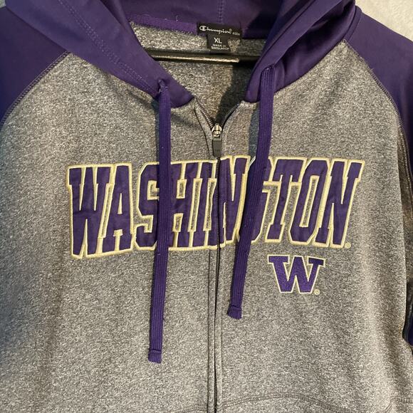 Washington Huskies Men's XL Hoodie Sweatshirt Full Zip Embroidered Champion - Picture 4 of 9